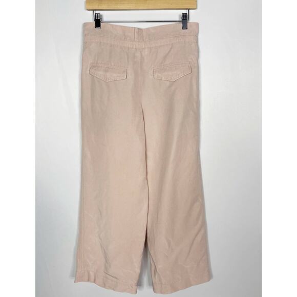 Club Monaco Size 00 Light Pink Anreannah Pleated Wide Leg Cropped Pants Paperbag - Picture 2 of 10